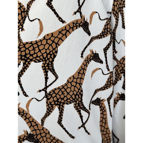 JANE + DELANCEY Giraffe Safari Button Down Long Sleeve Casual Retro Blouse Sz L - Picture 13 of 14